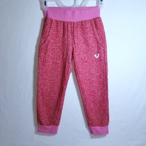True Religion Raspberry Joggers w/Pink Ribbed Waste Band Girls Sz S/P EUC
